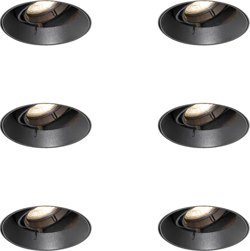 6er Set Moderne Einbaustrahler Schwarz GU10 Rund Randlos - Oneon - Elegante Einbaustrahler in Schwarz (GU10, rund, randlos) für ein nahtloses Deckenfinish. Ideal für Wohnzimmer, Küche oder Büro, schaffen sie eine stilvolle Atmosphäre und sind dimmbar für individuellen Lichtgenuss.