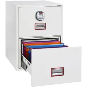 Phoenix Hängeregisterschrank FS2272E - Feuerfester Dokumentenschrank mit Elektronikschloss - Feuerfester Hängeregisterschrank mit 120 Minuten Feuerschutz, 2 Schubladen und Wasserfester Dichtung. Ideal für sichere Aufbewahrung von Dokumenten.