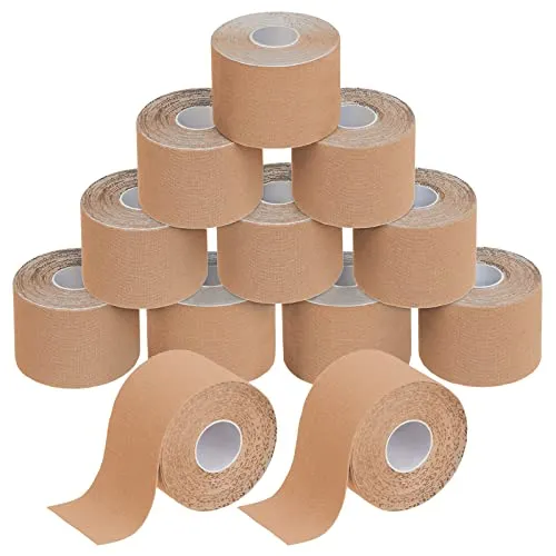 BB Sport Kinesiologie Tape Set 12 Rollen 5 cm x 5 m - Elastische, hautfreundliche Tapes in vielen Farben, wasserfest und atmungsaktiv. Inklusive E-Book mit Anwendungsbeispielen für hohen Tragekomfort über mehrere Tage.