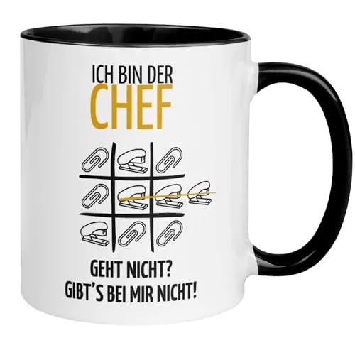 Chef Tasse | Ich bin der Chef – Geht nicht - Gibt’s bei mir nicht | Lustige Tasse mit Spruch Büro Arbeit | Geschenkidee Teamleiter Geschäftsführer Projektleiter Abteilungsleiter
