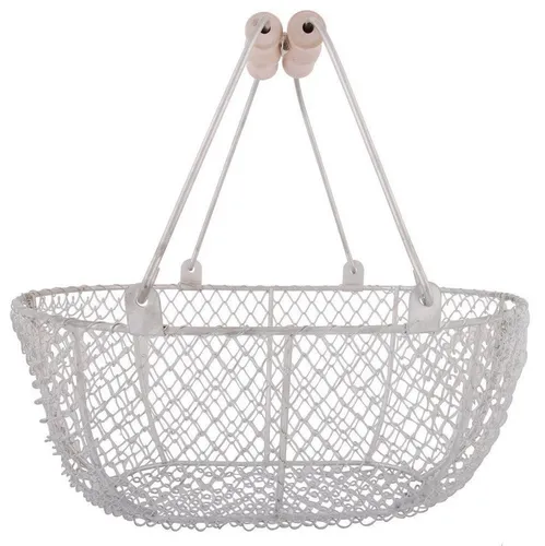 esschert design Dekokorb Drahtkorb klein mit Holzgriffen Dekoration Korb Garten Erntekorb