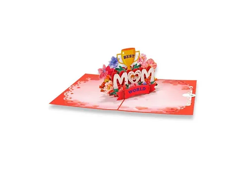 paperdora Muttertagskarte 3D Pop-Up-Karte „Mutter“ mit Umschlag und Wachssiegel - Grußkarte, Muttertag Geschenk