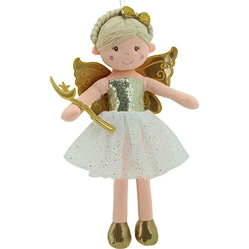 Sweety Toys 11810 Stoffpuppe Fee - Prinzessin Plüschtier 60 cm - Weich- & Stoffpuppen mit goldenem Kleid, Zauberstab und detailreicher Verarbeitung. Ideal für kreative Rollenspiele und ganz weich zum Kuscheln!