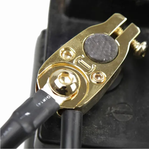 Vergoldete Minus- Polklemme für max. ca. Ø 19 mm 2 Anschlüsse bei Kfz Batterien