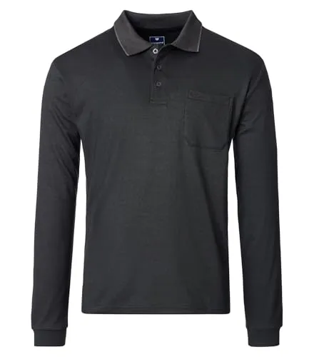 Redmond Langarm-Poloshirt grau L - Stylisches Langarm-Poloshirt in Anthrazit, aus 60% Baumwolle für hohen Tragekomfort, ideal für Freizeit und Business.