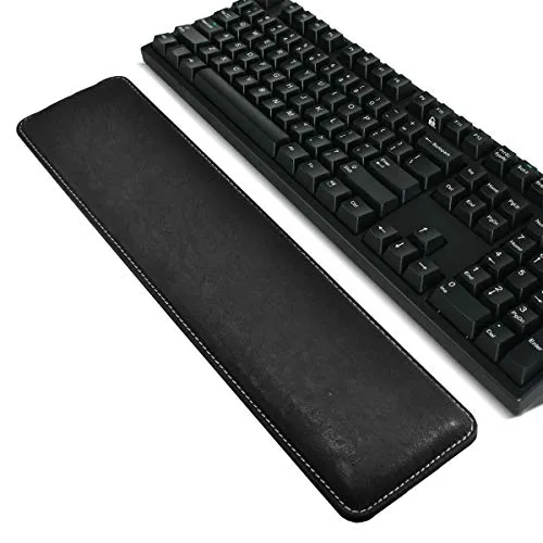 MAIDERN Tastatur Handballenauflage, 41.5x9.5cm Handgelenkauflage aus schwarzem PU-Leder für Laptops/Notebooks/MacBooks/PC/Computer