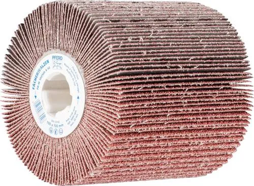 Fächerschleifwalze Ø 100x100 Keilnut 19 mm A40 - Zubehör für Elektrowerkzeug, ideal für Feinschleifarbeiten an großen Radien und erzielen homogener Schliffbilder auf Metallen.