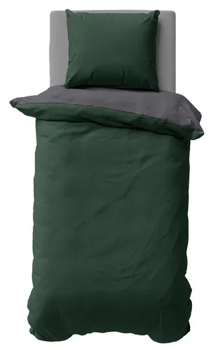 One Home Bettwäsche Doubleface, Biber, 2 teilig, Uni Wende, kuschelig flauschig warm weich Winter Übergröße grün