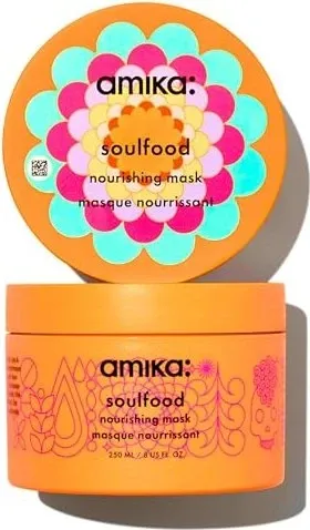 Amika Soulfood - Reichhaltige Feuchtigkeitsmaske 250ml - Nährende Haarmaske mit Jojobaöl, die Feuchtigkeit spendet und das Haar geschmeidig macht. Für glänzendes, gesund aussehendes Haar – ideal für trockenes und stumpfes Haar. Veganes Produkt in recycelbarer Verpackung.