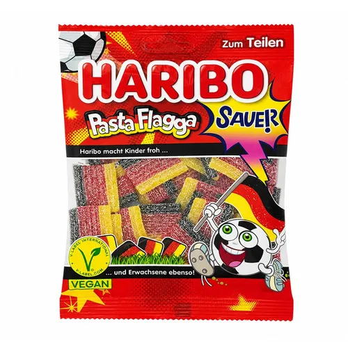 HARIBO WM Pasta Flagga Tüte saures Fruchtgummi 160g