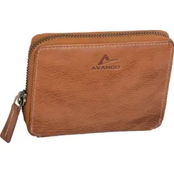 Schicke Geldbörse Damen Leder Portemonnaie, cognac, hell