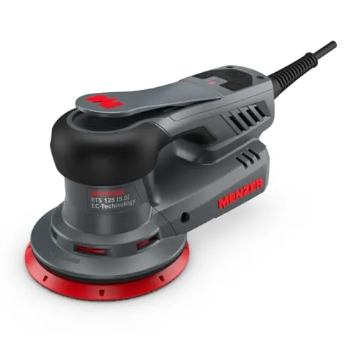MENZER Exzenterschleifer ETS 125 5.0 - Schleifmaschine für Grob- und Zwischenschliff, 5 mm Schleifhub, ideal für Holz, Kunststoff und mehr, inklusive hochwertigem Schleifscheiben-Set und wartungsfreiem 350W EC-Motor.