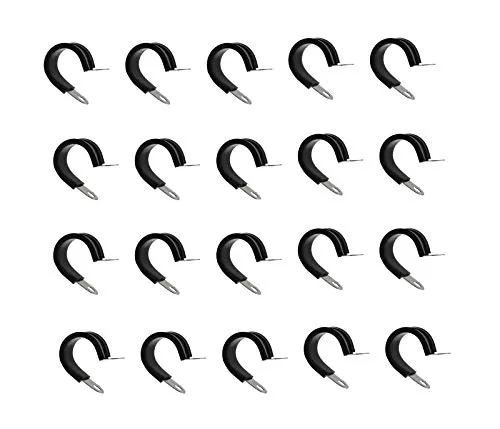 Edelstahl R-Type Kabel Gummi gepolsterte isolierte Klemme Schlauchschelle Rohrschelle Drahtschnur Leitungsclip Durchmesser 10 mm 20 Stück 304