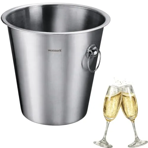 Westmark Flaschenkühler – 4,5 l, angeschweißte Griffe, für Feiern und BBQ | Für Wein, Sekt, Wasser und Softdrinks, auch als Eiswürfelbehälter, Handwäsche empfohlen, rostfreier Edelstahl, 61622270