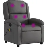 Produktbild vidaXL Massagesessel Relaxsessel Echtleder Grau – Bequemer Liegesessel mit Massagefunktion
