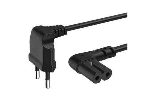 Hama 5m Euro-Stecker Netz-Kabel Strom-Kabel Schwarz Netzkabel, Euro-Stecker, 2-Pol.-Kupplung (500 cm), Dopplenut Geräte-Kupplung Typ C CEE 7/16 für Konsole TV Radio etc
