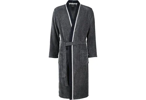 Cawö Herrenbademantel 4839 Kimono Velours - Herren-Bademantel in edlem Grau-Schwarz, aus 100% Baumwolle, besonders weich und bequem für entspannte Stunden zu Hause.