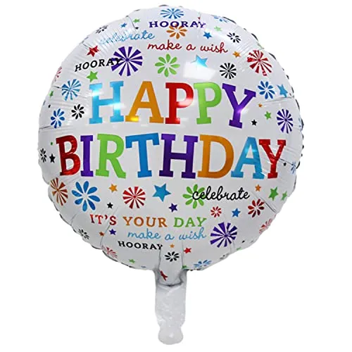 Happy Birthday Luftballons - Geniale Geschenkidee Deko für Geburtstage oder Partys Ballon Helium Folienballon klein mit für Kinder Dekoration Partydeko JGA Geschenkidee - Sterne weiß bunt