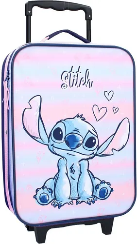 Disney Kinderkoffer Stitch Trolley - Leichter und bunter Reisekoffer für kleine Abenteurer - Koffer für Kinder ab 3 Jahren, mit Reißverschluss und praktischen Spanngurten, ideal für Reisen und Übernachtungen.