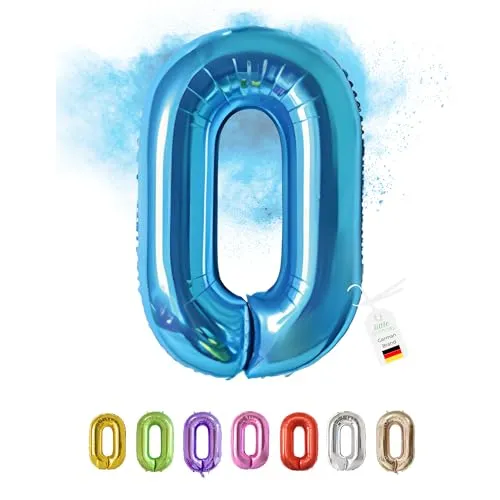 LITTLE BIRTHDAY | Zahlen Luftballon | Folienballon | Helium Gas Balloon Ballon | 101 cm | 0 1 2 3 4 5 6 7 8 9 in vielen Farben | Geburtstag | Kindergeburtstag | Deko | blau 0