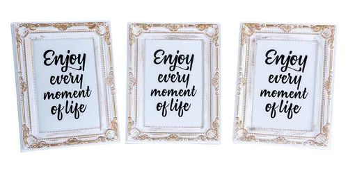 Levandeo® Bilderrahmen, 3er Set Fotorahmen 13x18 Weiß Gold Fotoaufsteller Barock Shabby