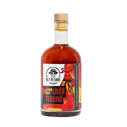 DIE ÖLFREUNDE ''X-Dream Chillifreund'' | kaltgepresstes Chilliöl 0,5l | hochwertiges Rapsöl mit Chilli | extra feurig scharf