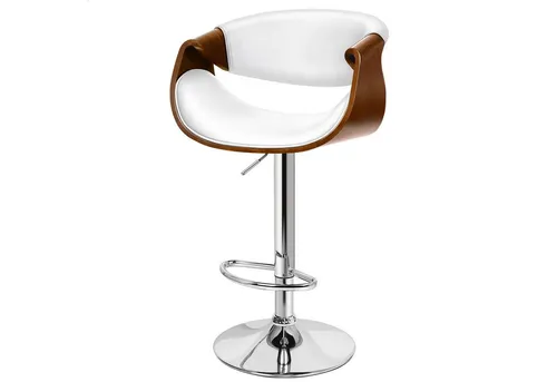 ALFORDSON Höhenverstellbarer Barhocker mit Holzrückenlehne in weiß von ALFORDSON