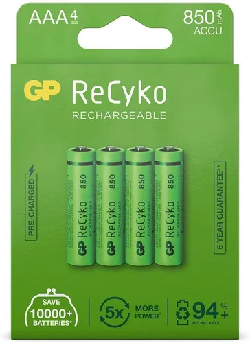 GP Recharge Batterie AAA Standard Batterie 1,2 V 850 mAh Wiederaufladbar [4 ER]