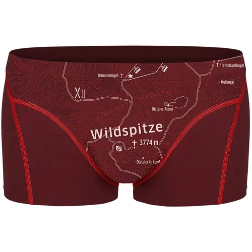 Ein schöner Fleck Erde Herren Wildspitze Boxer (Größe S, rot) - Kurze Unterhosen aus hochwertiger Bio-Baumwolle, ideal für Abenteuer in den Ötztaler Alpen und bequem im Alltag.