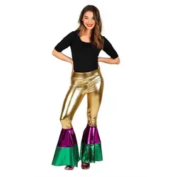 thetru Damen Disco Leggings Fireworks, 70er Jahre Stil in gold von Thetru