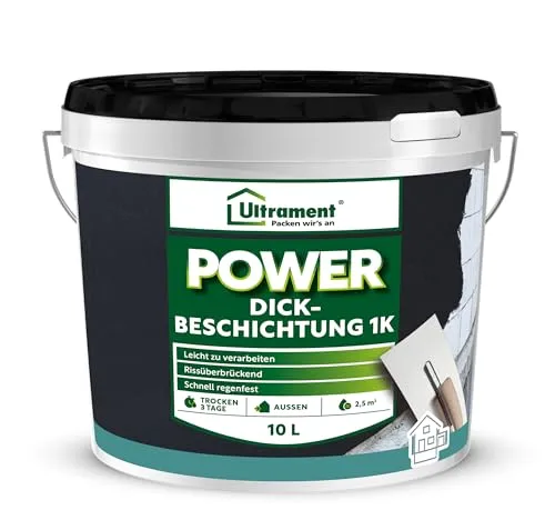 Ultrament Power Dickbeschichtung 1K 30 L | Bitumen-Dickbeschichtung für großflächige Bauwerksabdichtungen gegen Feuchtigkeit & Spritzwasser