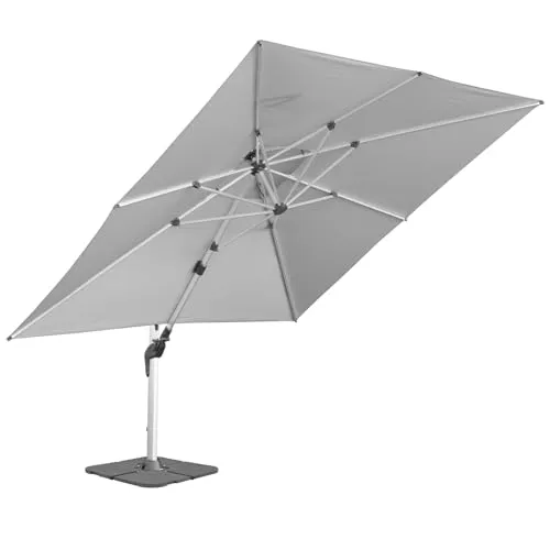anndora Aluminium Ampelschirm 350 x 350 cm - Kurbelsystem, drehbar & neigbar, inkl. 4 Betonplatten - Stabiler Aluminium Ampelschirm mit großzügiger Fläche von 350 x 350 cm. Mit praktischem Kurbelsystem und 360° Drehbarkeit für optimalen Schatten. Witterungsbeständig und farbecht, ideal für Garten oder Terrasse.