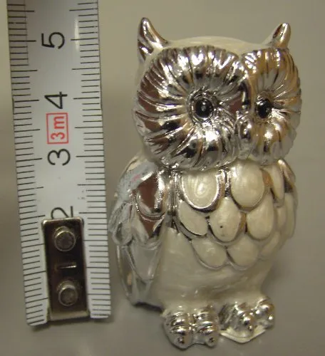 formano Deko, Eule aus Kunststein, Pearl Silber, 5 cm hoch