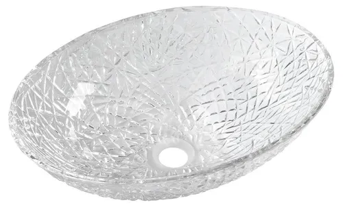 Sapho Beauty Ovales Aufsatzwaschbecken 50x36 cm TY305CL - Elegantes ovales Aufsatzwaschbecken aus robustem Glas, ideal für moderne Bäder. Ohne Hahnloch und Überlauf für ein minimalistisches Design.