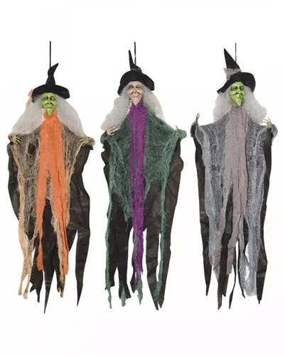 Hexe als Hängefigur mit biegsamen Armen & Fetzenkleid
