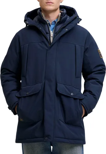 JACK & JONES Herren Softshell Parka Finn - Dunkelblau - S - Robuster Softshell Parka für Herren von Jack & Jones, ideal für kalte Tage. Mit winddichtem Material, wärmender Füllung und praktischen Taschen ist er der perfekte Begleiter für die Outdoor-Aktivitäten.