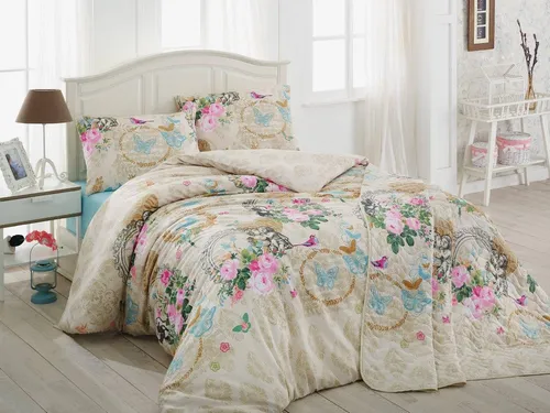 Doppelbettbezug Set 200x220 cm – 65% Baumwolle & 35% Polyester - Beige, Kamelblau, Rosa oder Grün: Hochwertiges Bettwäsche-Set für luxuriösen Schlafkomfort, maschinenwaschbar bei 30 °C.