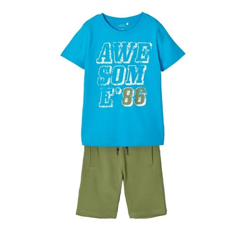 Name It T-Shirt Name It Jungen Sommer Set in grün/blau mit Print
