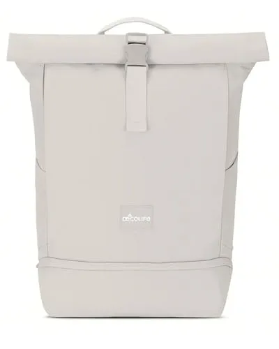 œcolife Rolltop Rucksack Damen & Herren, 22 Liter, Laptopfach für Uni Fahrrad Business Reisen, Schuhfach, aus Recycling-PET, wasserabweisend (Sand)