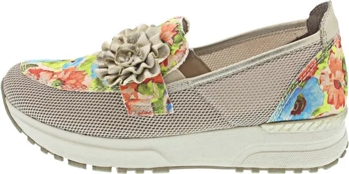 Rieker Slipper bunt 38 EU - Halbschuhe in Größe 38, mit einem bequemen Keilabsatz von 3 cm und einem trendigen Design in lightrose-coralflower-mus für einen stylishen Auftritt.