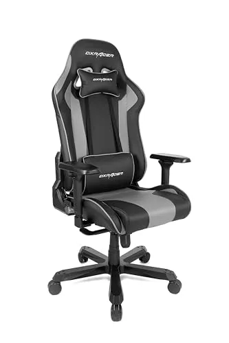 DXRacer Gamingstuhl DX-Racer in Lederoptik Schwarz-Grau