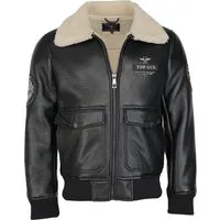Lederjacke TOP GUN TG20213035, Herren XXL schwarz - Funktionsjacke mit Kunstfellkragen und Patches für einen lässigen Look, ideal für modebewusste Männer.