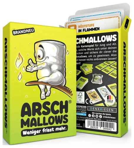 Denkriesen Kartenspiel AS1000, Arschmallows - Lustiges Partyspiel - Abenteuerliches Kartenspiel für 2-6 Spieler ab 9 Jahren. Mit witzigen Marshmallow-Karten und einer kostenlosen App zur Punktezählung. Ideal für unterwegs und garantiert viel Spaß für Jung und Alt!