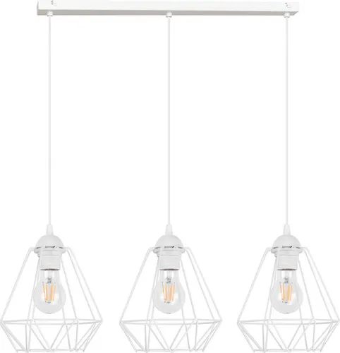 Corral Hängelampe Hängeleuchte - Deckenlampe Industrial - Pendelleuchte aus Metall - 3 - Flammig Längs - Weiß -Corral