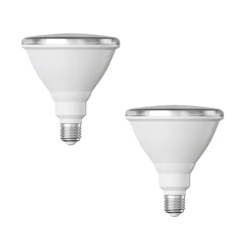 ledscom.de 2 Stück E27 LED Leuchtmittel, PAR38 kurzer Hals, weiß (4000 K), 14,9 W, 1395lm, 41°, Reflektorspiegel (silber)