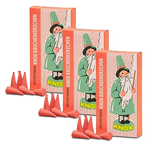 OLShop AG 3er Pack Knox Räucherkerzen Weihrauch-Sandel Ostalgie Design 3 x 24 Stück, Weihnachtskerze, Räucherkegel, Räucherpyramide