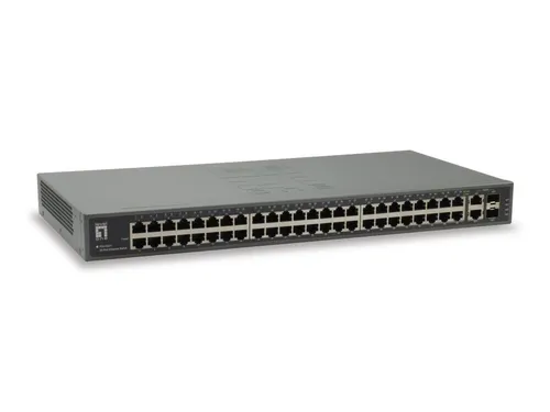 LEVEL ONE 50-Port Fast Ethernet Switch - 2 x SFP RJ45 Combo Gigabit, ideal für große Netzwerkinfrastrukturen und hohe Datenübertragungsraten