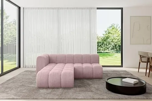 ALTDECOR Modulares Sofa Ecksofa in L-Form Corner modular Sofa Eckcouch Couch Wohnlandschaft Cauchsofa Bodensofa Polstersofa Darnel-L1-205x177x70 cm Rosa