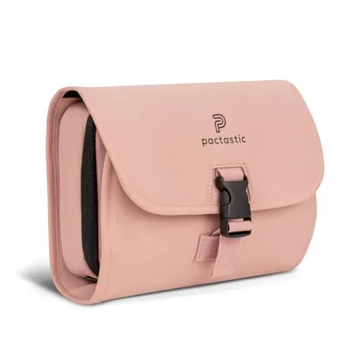 Pactastic Aufhängbare Kosmetiktasche | Ultra leichter Kulturbeutel mit 4 Fächern - Praktische Kosmetiktasche mit Haken, 24 x 6 x 21 cm, 340 g leicht. 4 Reißverschlussfächer aus wasserabweisendem Material für eine organisierte Aufbewahrung Ihrer Pflegeprodukte – ideal für Reisen und Outdoor-Aktivitäten.