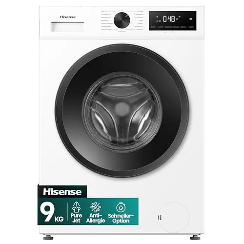 Hisense Waschmaschine Freistehend 9kg 1400 U/min mit Dampffunktion